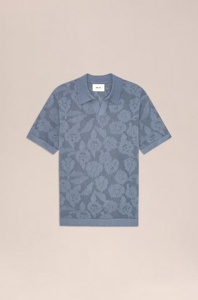 NN07 Ryan Flower Organic cotton polo - Stone Blue