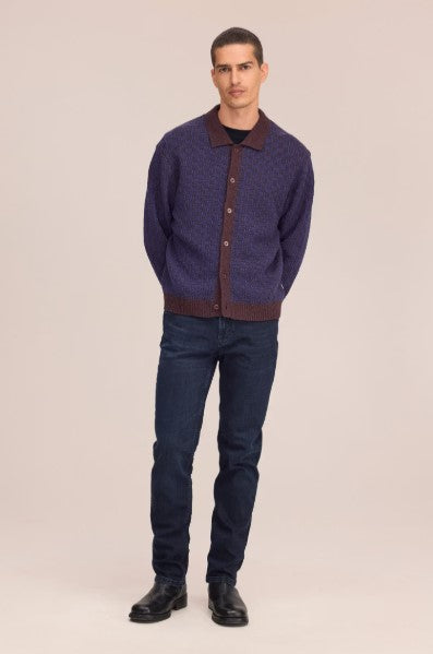 NN07 Thor Textured Stitch Cardigan - Deep Truffle