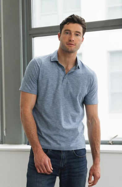 Orchard & Broome Slub Stripe Cotton Polo