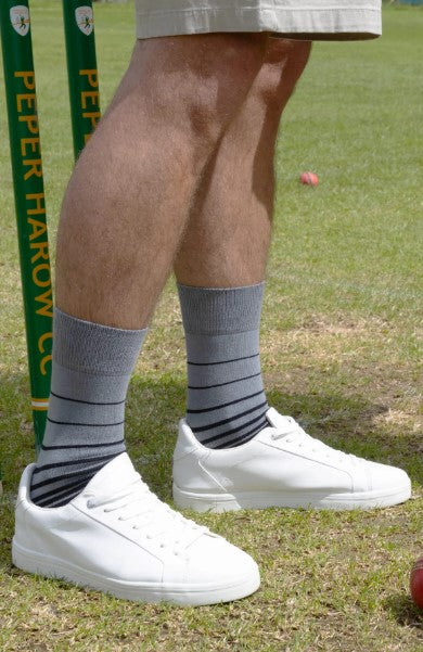 Peper Harow Retro Stripe Socks - Grey
