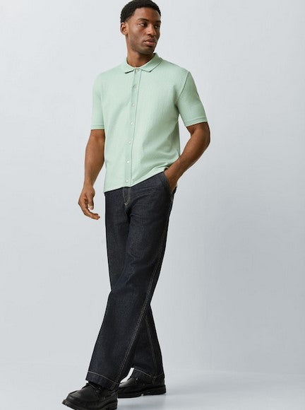 Paul Smith Button Down Geo Knit Shirt - Green