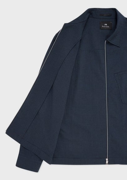 Paul Smith Blue Seersucker Check Zip Shirt Jacket - Blue – Raggs