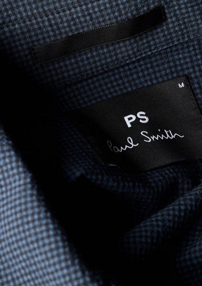 Paul Smith Blue Seersucker Check Zip Shirt Jacket - Blue