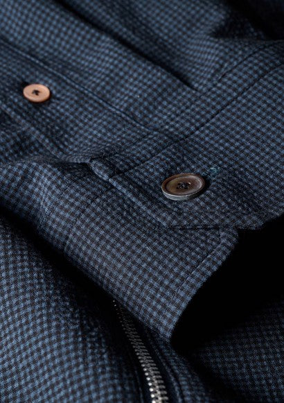 Paul Smith Blue Seersucker Check Zip Shirt Jacket - Blue