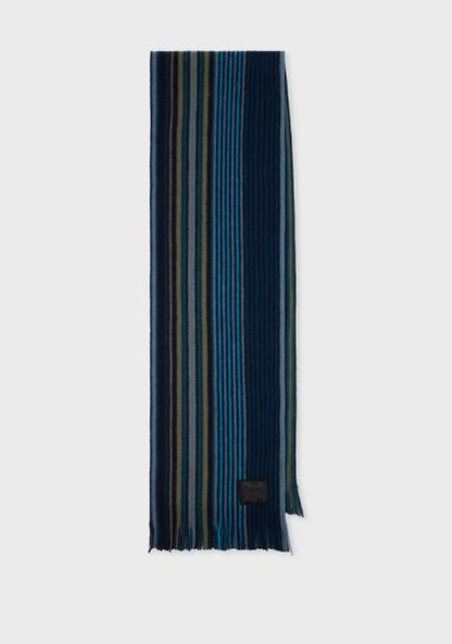 Paul Smith Wool Double Side Stripe Scarf - Navy