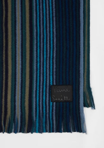 Paul Smith Wool Double Side Stripe Scarf - Navy