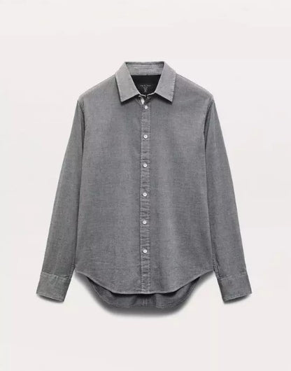 Rag & Bone Tomlin Cotton Shirt in Pearl Grey
