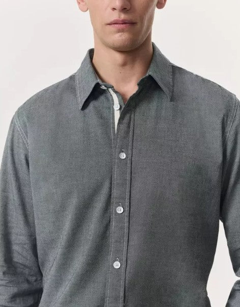 Rag & Bone Tomlin Cotton Shirt in Pearl Grey