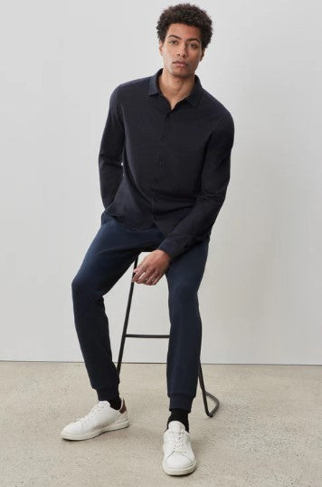 Robert Barakett Alonzo Long Sleeve Knit Shirt - Navy