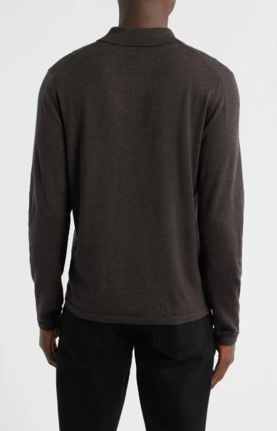 Robert Barakett Thomas Long Sleeve Sweater Polo - Brown