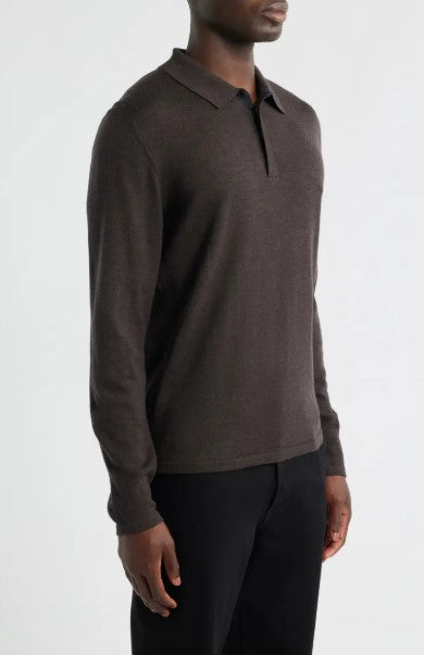 Robert Barakett Thomas Long Sleeve Sweater Polo - Brown