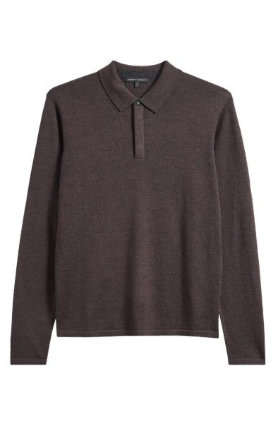 Robert Barakett Thomas Long Sleeve Sweater Polo - Brown