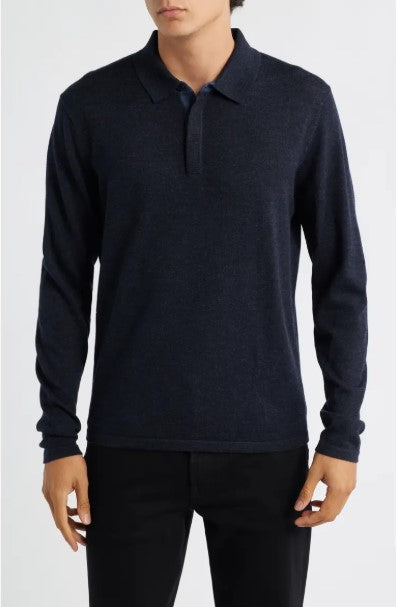 Robert Barakett Thomas Long Sleeve Sweater Polo - Navy