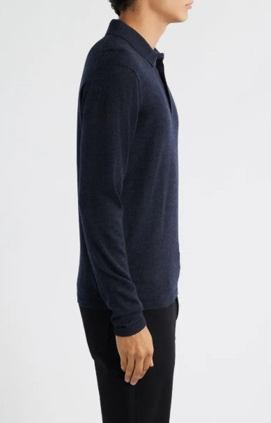Robert Barakett Thomas Long Sleeve Sweater Polo - Navy