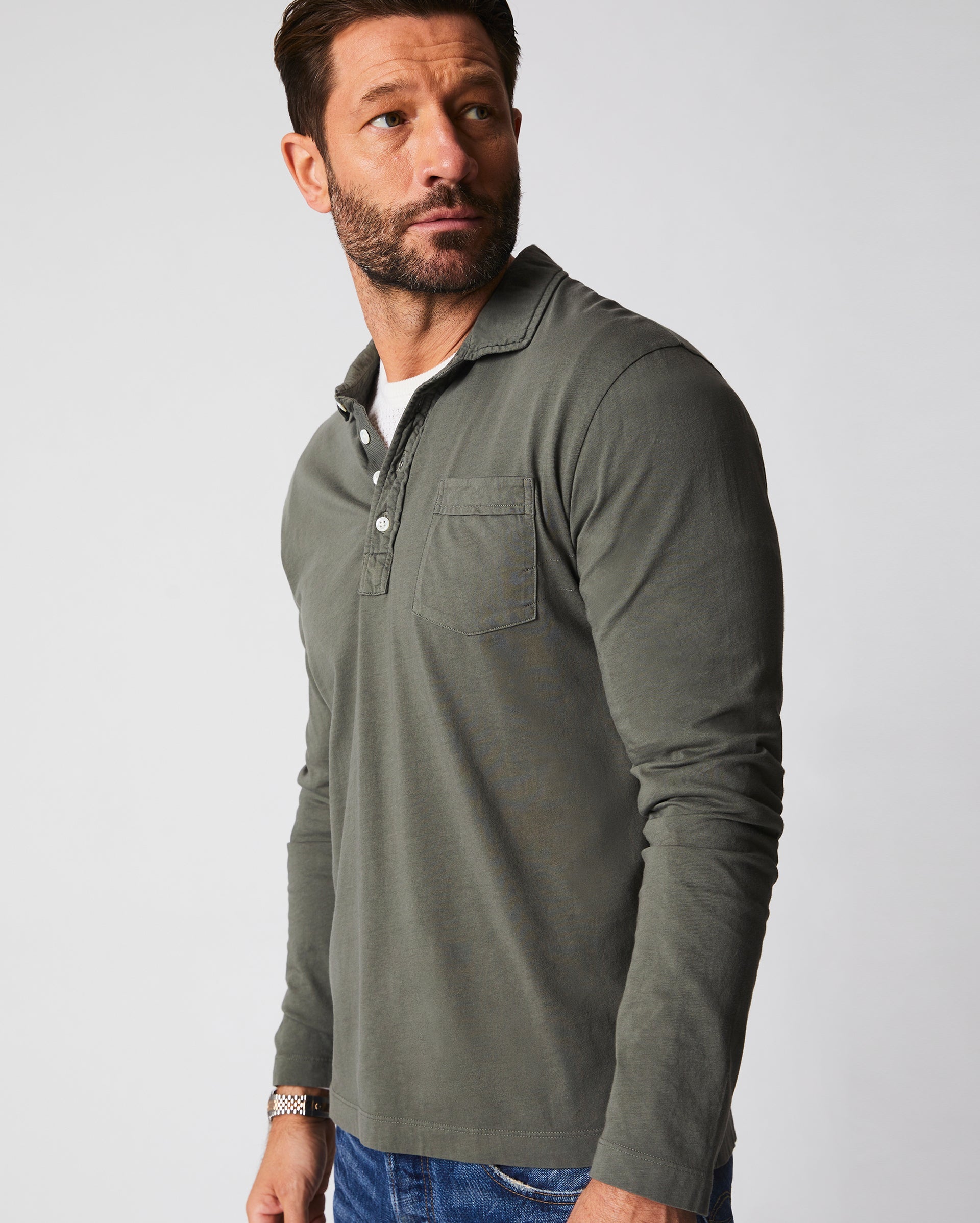 Billy Reid L/S Pensacola Polo in Washed Grey – Raggs - Fashion for Men and  Women