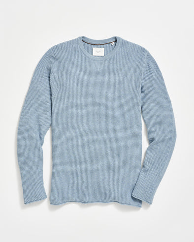 Billy Reid Waffle Crew in Washed French Blue