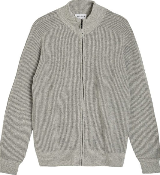 Sand Copenhagen Two Tone Rib Zipped Sweater - Grey