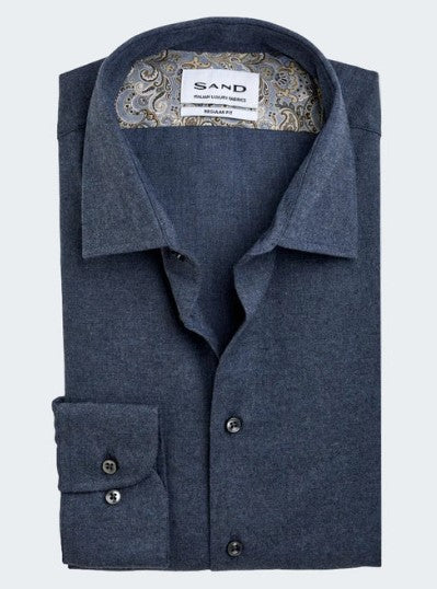 Sand Copenhagen Fine Twill Flannel Regular Shirt - Blue