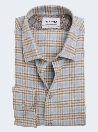 Sand Copenhagen Twill Flannel Check Regular Shirt