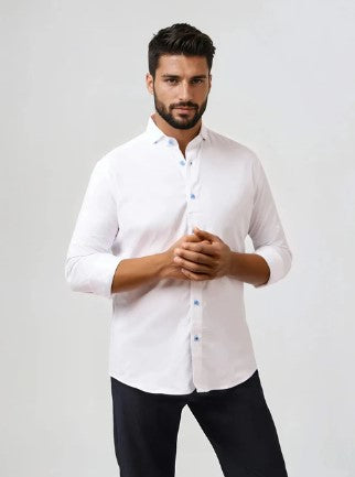 Stone Rose Monarch Edge Long Sleeve Shirt - White