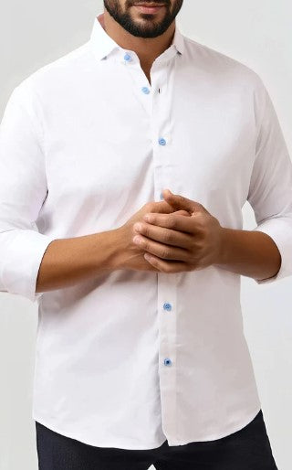 Stone Rose Monarch Edge Long Sleeve Shirt - White