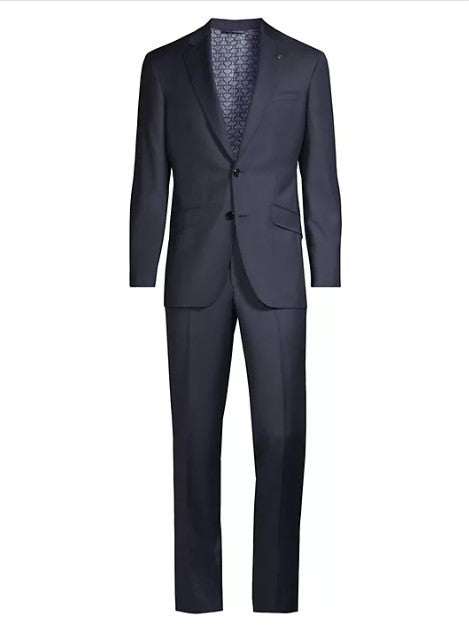 Ted Baker Jones wool sharkskin suit with notch lapel and two-button closure
