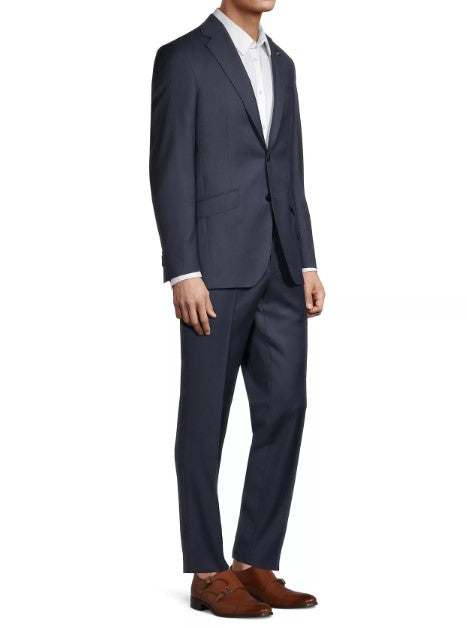 Ted Baker Jones wool sharkskin two-piece suit with notch lapel and two-button closure