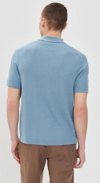 Theory Cairn Short-Sleeve Sweater in Cotton - Rainstorm