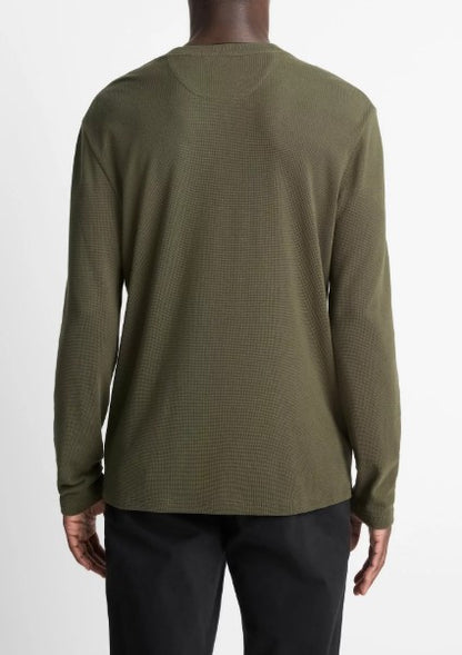 Vince Micro-Waffle Pima Cotton Double-Collar Long-Sleeve T-Shirt