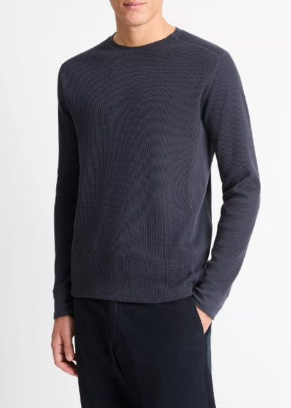Vince Pima Cotton-Blend Thermal Long-Sleeve Pullover