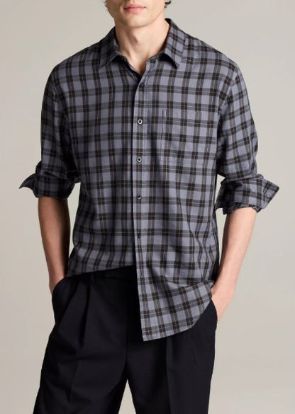 Allen Allen Plaid Cotton-Blend Button-Front Shirt - Late Evening
