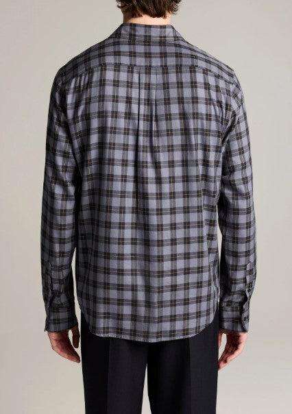 Allen Allen Plaid Cotton-Blend Button-Front Shirt - Late Evening