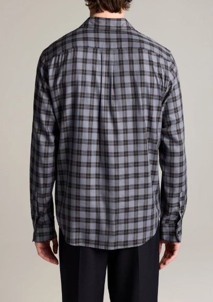 Allen Allen Plaid Cotton-Blend Button-Front Shirt - Late Evening