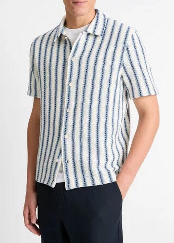 Vince Beach Stripe Italian Cotton-Blend Shirt