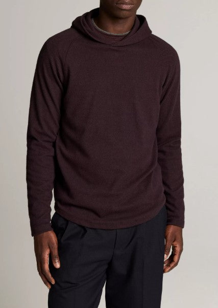 Vince Broken Twill Pullover Hoodie - Coastal Blue / Mahogany
