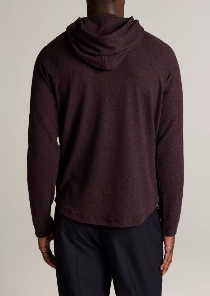 Vince Broken Twill Pullover Hoodie - Coastal Blue / Mahogany