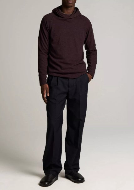 Vince Broken Twill Pullover Hoodie - Coastal Blue / Mahogany