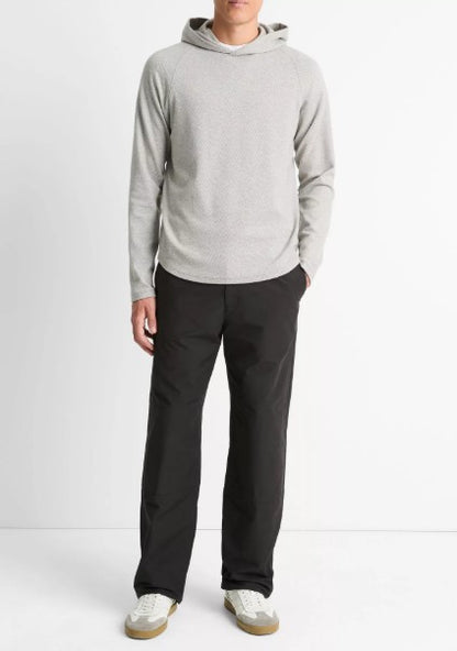 Vince Broken Twill Pullover Hoodie - Heather Grey / Off White