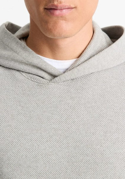 Vince Broken Twill Pullover Hoodie - Heather Grey / Off White