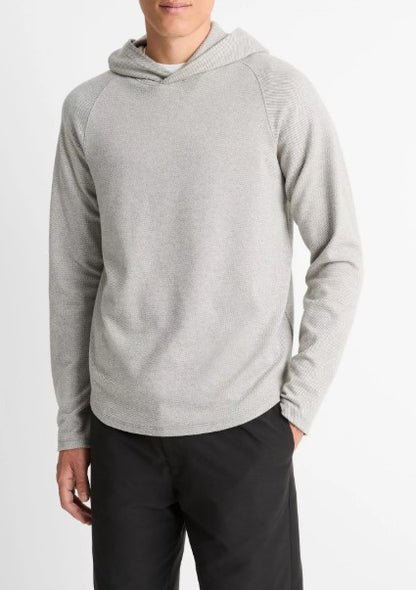Vince Broken Twill Pullover Hoodie - Heather Grey / Off White