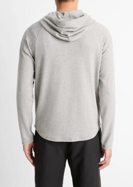 Vince Broken Twill Pullover Hoodie - Heather Grey / Off White