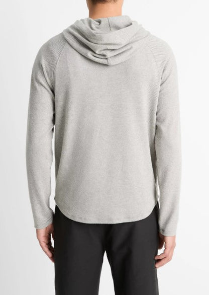 Vince Broken Twill Pullover Hoodie - Heather Grey / Off White