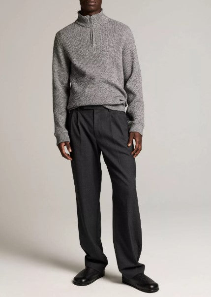 Vince Brushed Cotton-Blend Waffle Quarter-Zip Pullover - Heather Black