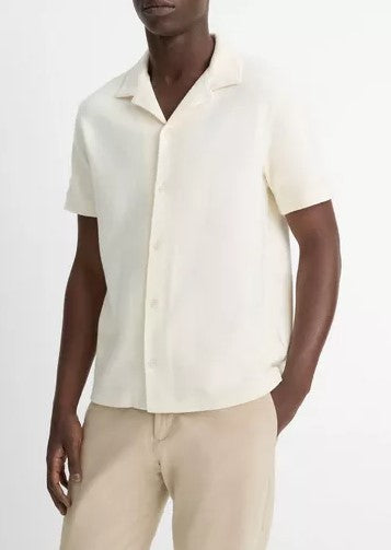 Vince Cotton Bouclé Cabana Shirt - Bone