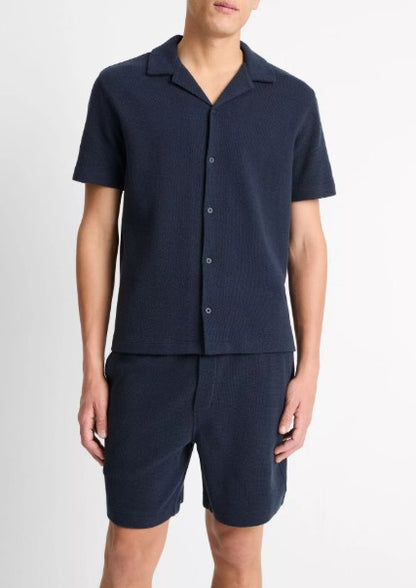 Vince Cotton Bouclé Cabana Shirt - Coastal Blue