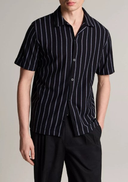 Vince Striped Cotton Terry Cabana Shirt - Coastal Combo