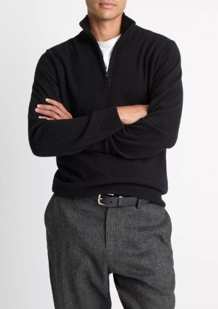 Vince Cashmere Quarter-Zip Sweater - Black