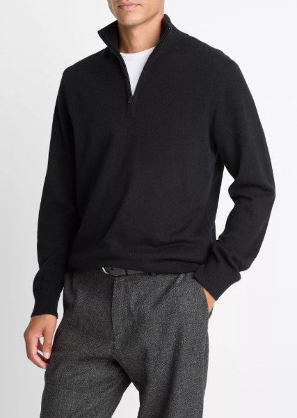 Vince Cashmere Quarter-Zip Sweater - Black