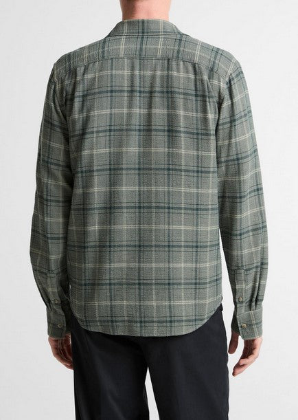 Vince Catskill Plaid Cotton Button-Front Shirt - Seaweed / Matcha