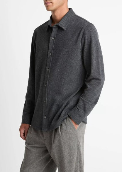 Vince Pinstripe Jacquard Cotton-Blend Button-Front Shirt - Charcoal